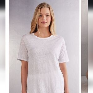 Lunya knit crew easy short sleeve linen top white XS Small NWT